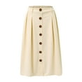 thumbnail image 1 of Gubotare Women's Winter Warm Elastic Waist A-Line Pleated Long Skirt (Beige,XXL), 1 of 3