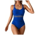 thumbnail image 1 of Gubotare Womens Bathing Suits Women's Sexy One Piece Bathing Suits Adjustable Straps Swimsuits Mesh Swimwear (Blue,XL), 1 of 9