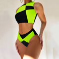 thumbnail image 1 of Gubotare Womens Bikini Swimsuits Women’s Halterneck Micro Thong Bikini 2 Piece Swimsuit Mini Tie Side PU Leather Extreme Swimwear Clubwear,Green L, 1 of 3