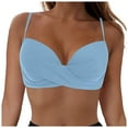 thumbnail image 1 of Gubotare Womens Bikini Top Only Women Underwire Bikini Top Only Push Up Swim Top Bra Swimsuit Tops Padded Bathing Suit Top(Light Blue,L), 1 of 9