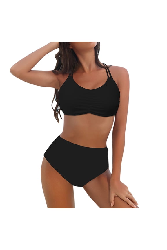 Womens Bikini Underwear Women's Halter Thong Bikini Top String Micro Triangle Bikini Top Swimsuit,Black S