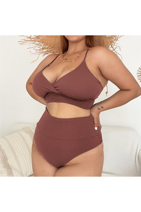 Womens Bikini Underwear Women's Triangle Bikini Floral String Bikini Set Two Piece Swimsuit Bathing Suits,Khaki 3XL