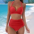 thumbnail image 1 of Gubotare Womens Bikini Women High Waisted Swimsuit Ruffle V Neck Bikini Two Pieces Swimwear,Red M, 1 of 4