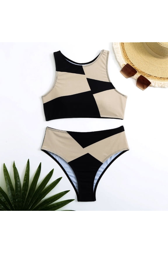 Womens Bikini Womens High Waisted Bikini Tie Dye Bandeau Top Rainbow Sports Style Low Scoop Crop Swimsuits Two Piece Bathing Suits,Khaki M