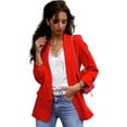 thumbnail image 1 of Gubotare Womens Blazer Womens Casual Blazers Open Front Long Sleeve Notch Lapel Office Blazer Jacket (Red,S), 1 of 3