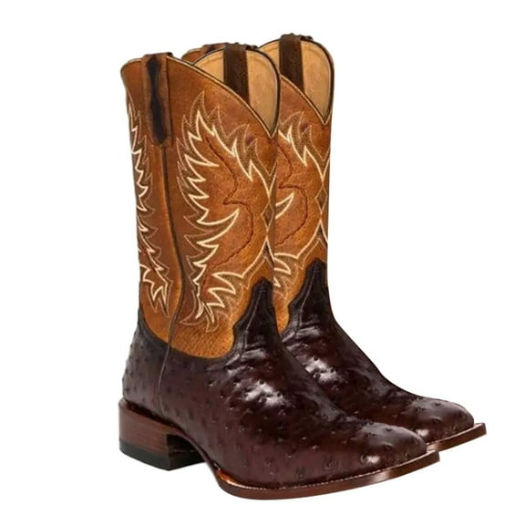 Gubotare Womens Boots Women Mid-calf Cowboy Boots Western Boots Ladies Vintage Wide-calf Boot (Coffee,9.5)