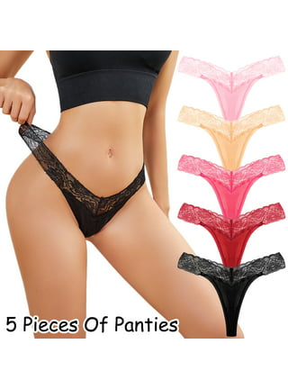 Odeerbi 2024 Lace Briefs Seamless Panty Women Lingerie Thongs Panties  Ladies Hollow Out Underwear Hot Pink 