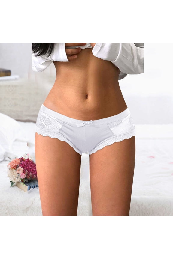 Womens Boxers Womens Lace Panties Womens Hollow Lifting Seamless Low Waist Comfortable Womens Briefs,White M