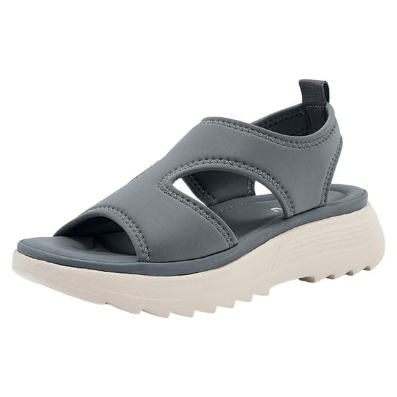 Gubotare Womens Comfortable Walking Sandals Slip On Cushion Slingback Open Toe Platform Summer Shoes (Grey,Size 5)
