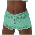 thumbnail image 1 of Gubotare Womens Crochet Cover Up Shorts Hollow Out High Waist Knit Bathing Suit Bikini Swimsuit Tie Front Sheer Beach Shorts (Light Green,Size S), 1 of 9