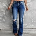 thumbnail image 1 of Gubotare Womens High Waisted Jeans Flare Stretch Boyfriend Bootcut Casual Denim Pants (Dark Blue,M), 1 of 5