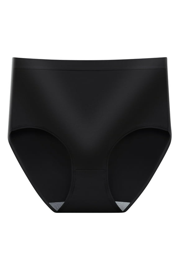 Womens High-waisted Brief Panties Moisture-wicking Cotton Brief Underwear Thinx Period Underwear (Black,XL)