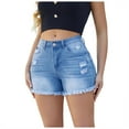 thumbnail image 1 of Gubotare Womens Jean Shorts High Waisted Women's Casual Summer High Waisted Basic Jean Shorts Stretchy Denim Shorts (Sky Blue,Size L), 1 of 6