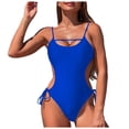 thumbnail image 1 of Gubotare Womens One Piece Swimsuits Women One Piece Swimsuits Tummy Control Bathing Suit Gold Metal Tie Knot Swim Suits Modest Swimwear (Blue,XL), 1 of 9