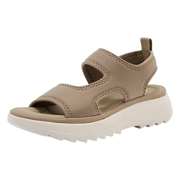Gubotare Womens Orthopedic Walking Sandals with Arch Support Summer Open Toe Knitted Sports Shoes Lightweight Platform Sandals (Beige,Size 10)