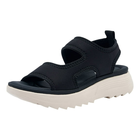 Gubotare Womens Orthopedic Walking Sandals with Arch Support Summer Open Toe Knitted Sports Shoes Lightweight Platform Sandals (Black,Size 10)