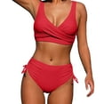 thumbnail image 1 of Gubotare Womens Plus Size Bikini High Waisted Swimsuits Two Piece Bathing Suits Tummy Control Swimwear (Red,3XL), 1 of 6