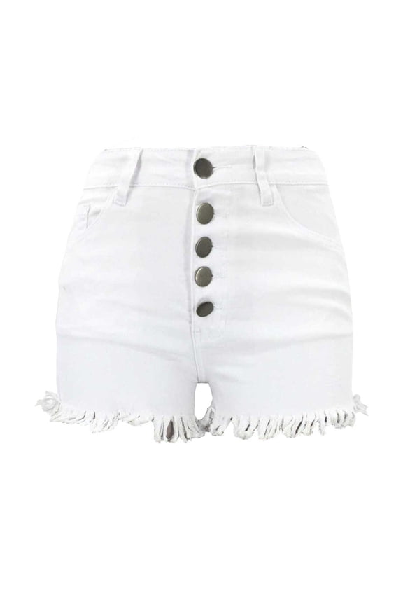 Womens Ripped Jean Shorts High Stretchy Low Rise Jean Shorts for Women, Y2K MIni Denim Shorts Sexy Summer (White,Size S)