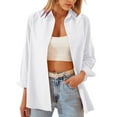 thumbnail image 1 of Gubotare Womens Shirts Button Down Solid Long Sleeve Blouse Fashion Casual Tops 2024 (White,XL), 1 of 4