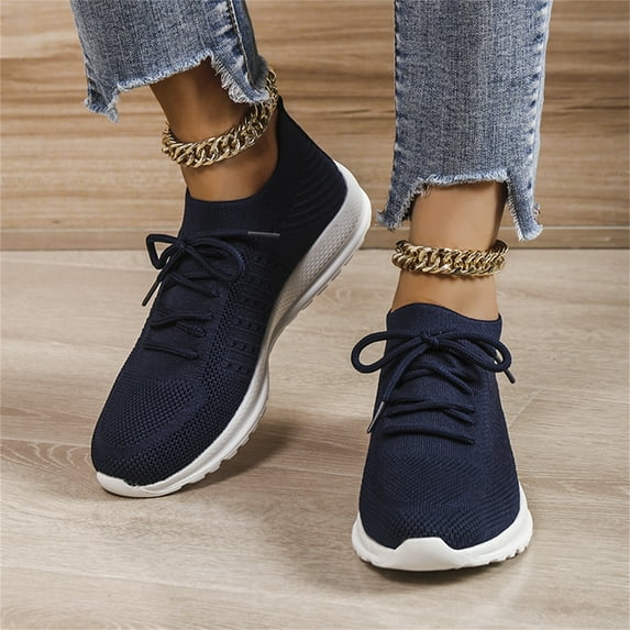 Gubotare Womens Shoes Fashion Glitter Sneakers for Womens Silp On Running Shoes Lightweigt Tennis Walking Sneakers,Navy 6.5