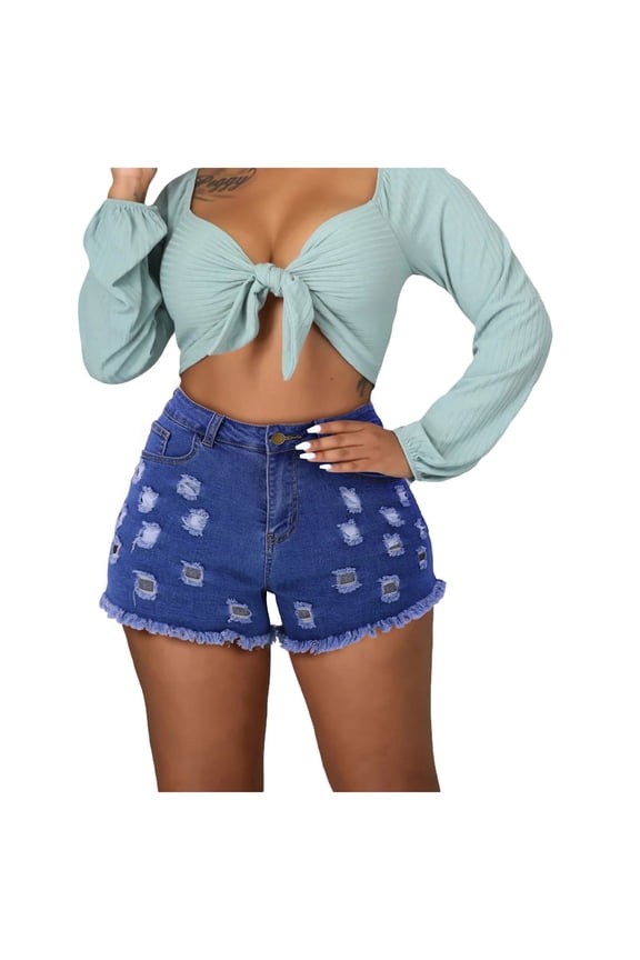 Womens Shorts Denim 2025 Jean Shorts for Women Casual Stretchy Denim Summer Hot Short (Dark Blue,Size M)