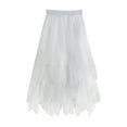 thumbnail image 1 of Gubotare Womens Skirts Knee Length Ruched High Waist Knee Length A-Line Stretchy Flared Casual Skirt,White One Size, 1 of 3
