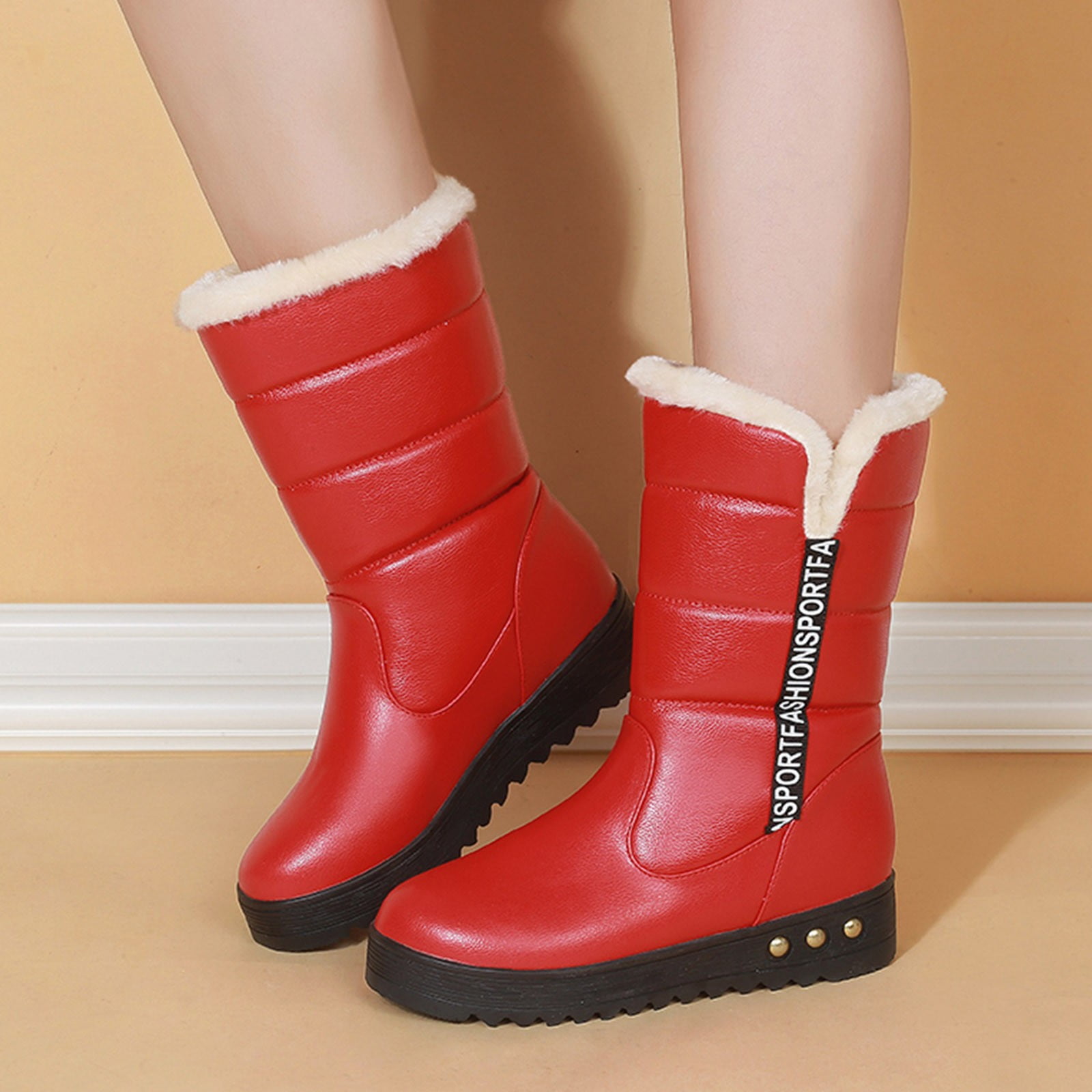 Gubotare Womens Snow Boots Wide Width Womens Boots Lace Up Ankle Boots