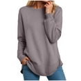 thumbnail image 1 of Gubotare Womens Sweatshirt Crewneck Long Sleeve Shirts High Low Tops Curved Hem (Grey,XL), 1 of 7