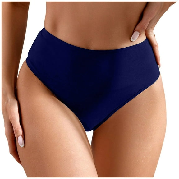 Gubotare Womens Swim Bottoms High Waisted Bikini Bottom for Women Tummy Control Swimsuits Ruched Bathing Suit Swim Bottom Women's Swimwear (Navy,M)