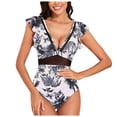 thumbnail image 1 of Gubotare Womens Swimsuits One Piece Women's Tummy Control Swimsuits Cute One Piece Bathing Suit Ruffle V Neck Swimwear,OTHER M, 1 of 9