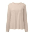 thumbnail image 1 of Gubotare Womens Tops 2022 Women's Cotton Knitted Long Sleeve Lightweight Tunic Sweatshirt Tops,Beige XXL, 1 of 3