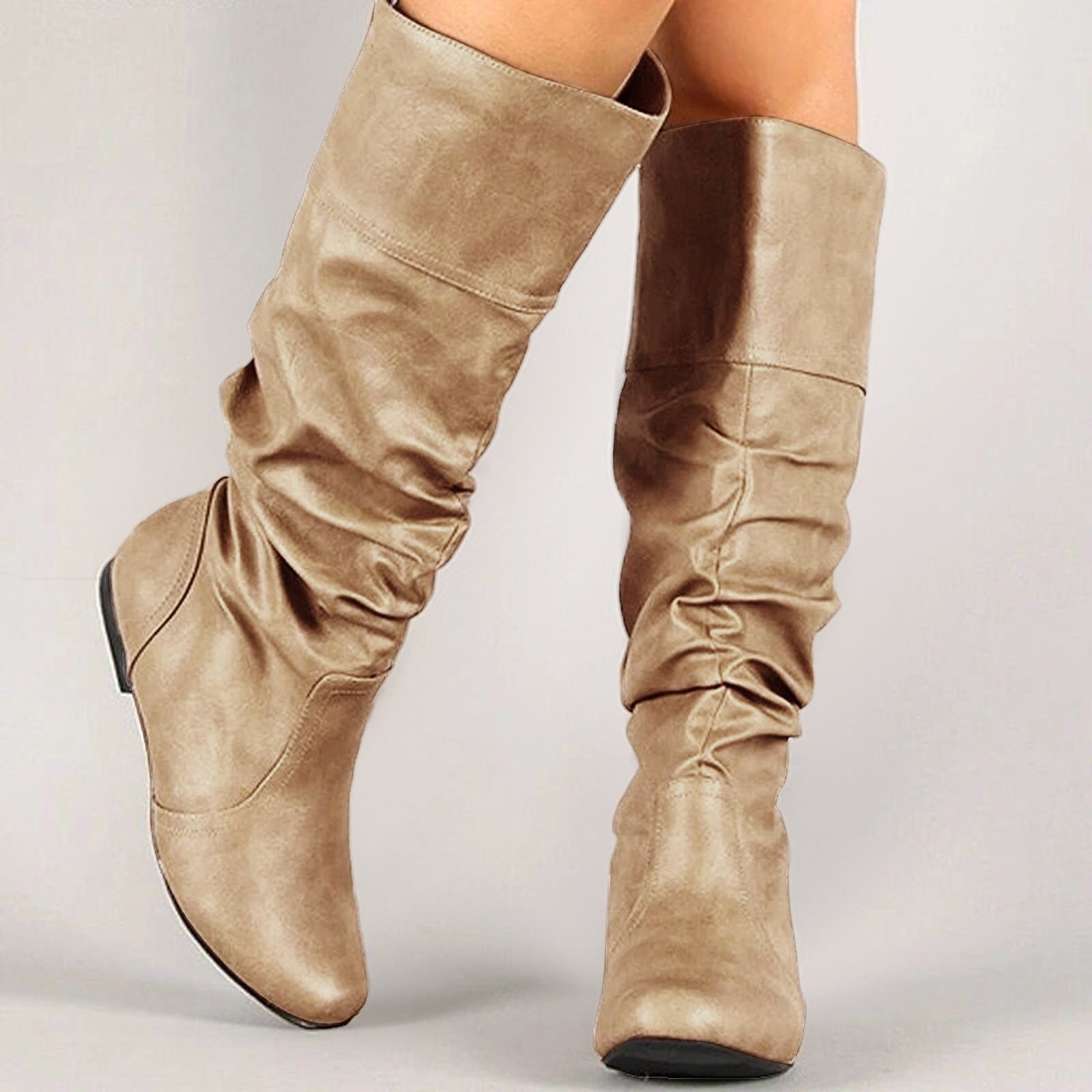 Slouch Riding Boots Gubotare Womens Work Boots Pointed Toe Pull On Side Zipper Suede Slouch ...