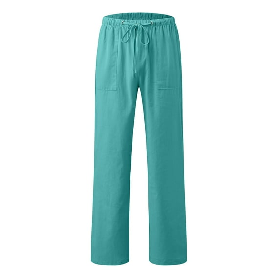 Gubotare Womens Work Pants Plus Size Womens Capri Yoga Pants Loose Drawstring Pajama Pants Lounge Joggers Pants with Pockets (Blue,L)