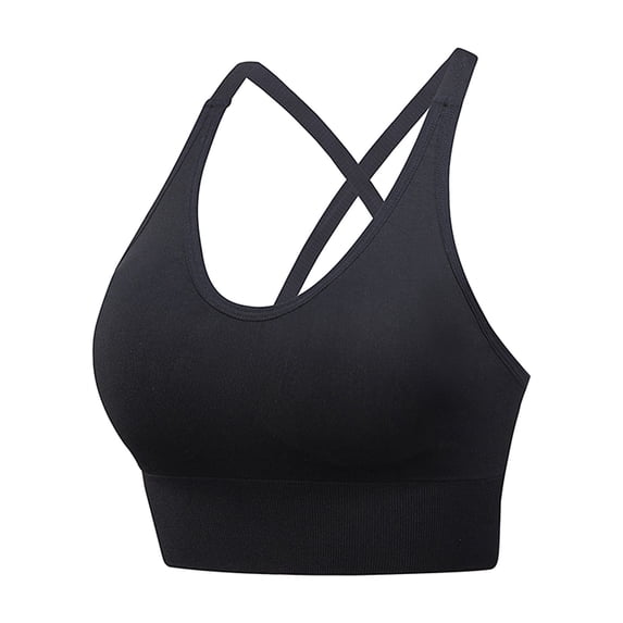 Gubotare Womens Y Back Sports Bra - Padded Racerback Low Impact Spaghetti Thin Strap Workout Yoga Bra (Black,M)