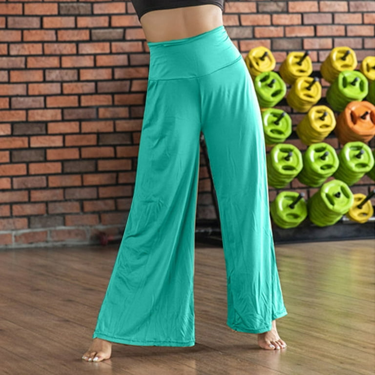 Solid Color Side Pocket Bootcut Workout Leggings, Wide Leg Running Sports  Flare Pants, Women's Activewear