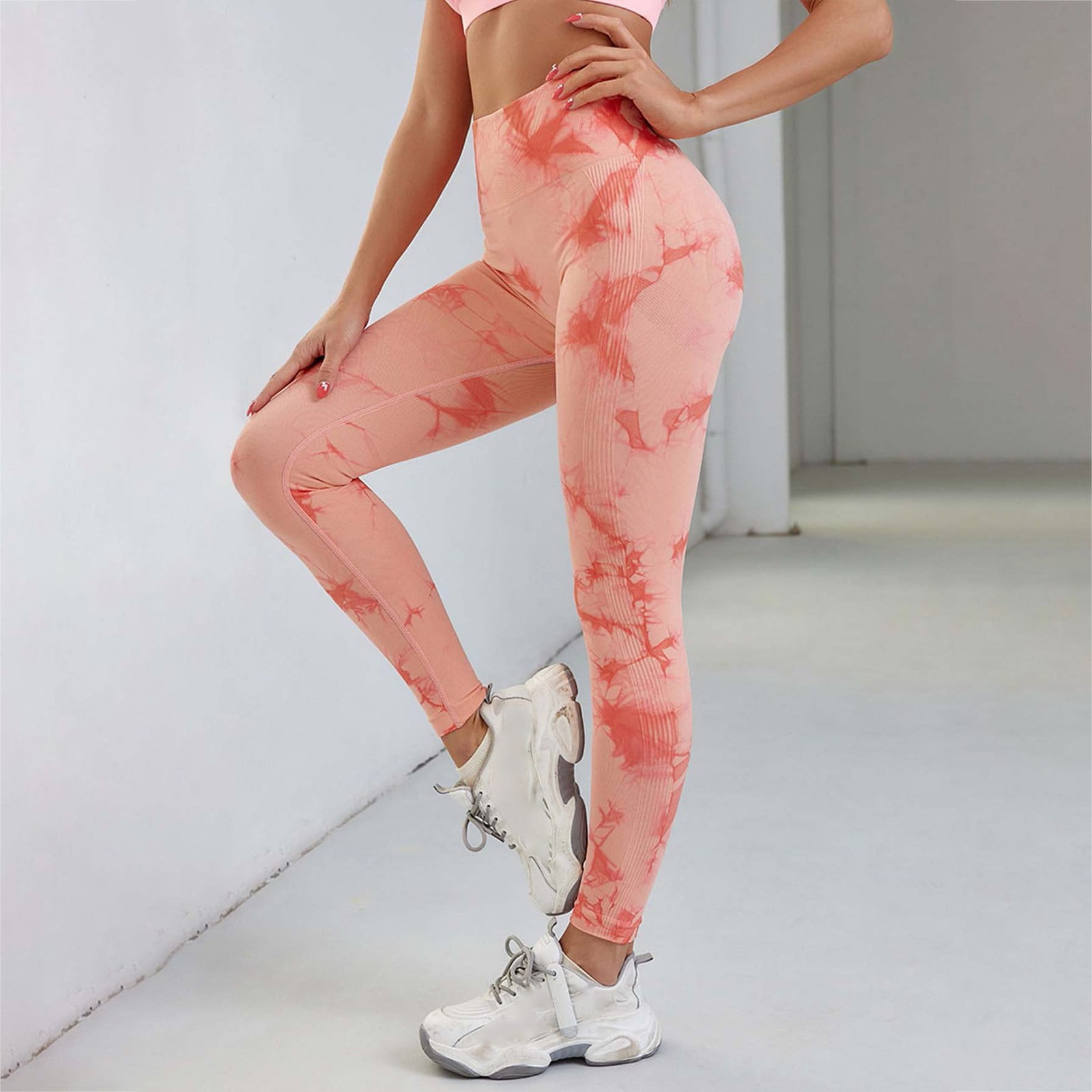 Gubotare Womens Yoga Pants Petite Women Yoga Leggings with Pockets High  Waist Compression Workout Running Gym Print Pants,Pink S 