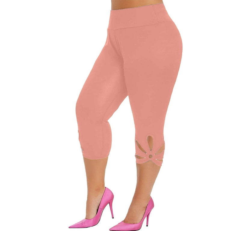 Gubotare Womens Yoga Pants Petite Women's Plus Size Stretch Cotton Fold  Over Waist Flare Leg Yoga Pants,Pink L