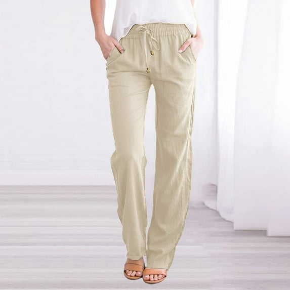 Gubotare Work Pants for Women Plus Size Women's Golf Pants with Pockets Stretch High Wasited Travel Work Pants for Women (Beige,XXL)