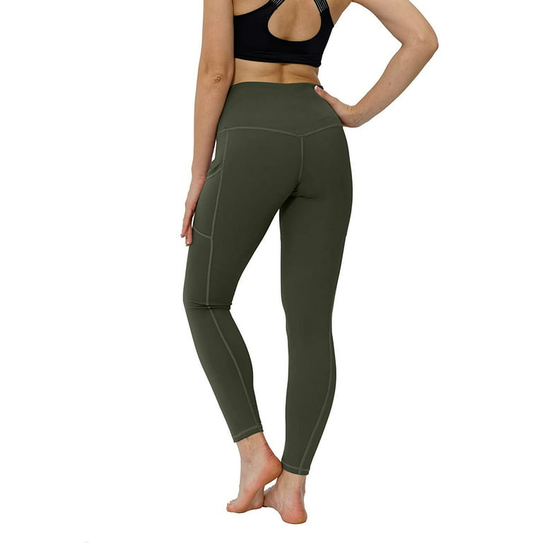 Gubotare Yoga Pants For Women With Pockets Womens Casual Flare Leggings  with Pocket Bootleg Yoga Pants Crossover Hight Waisted Workout Pants,Green L