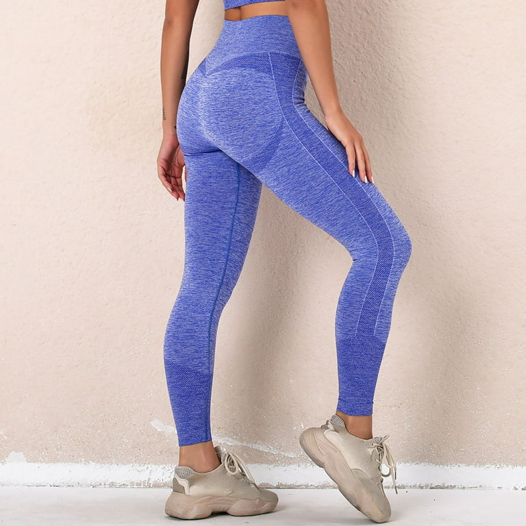 Gubotare Yoga Pants For Women Women High Waist Workout Gym Smile Contour  Seamless Leggings Yoga Pants Tights,Blue M 