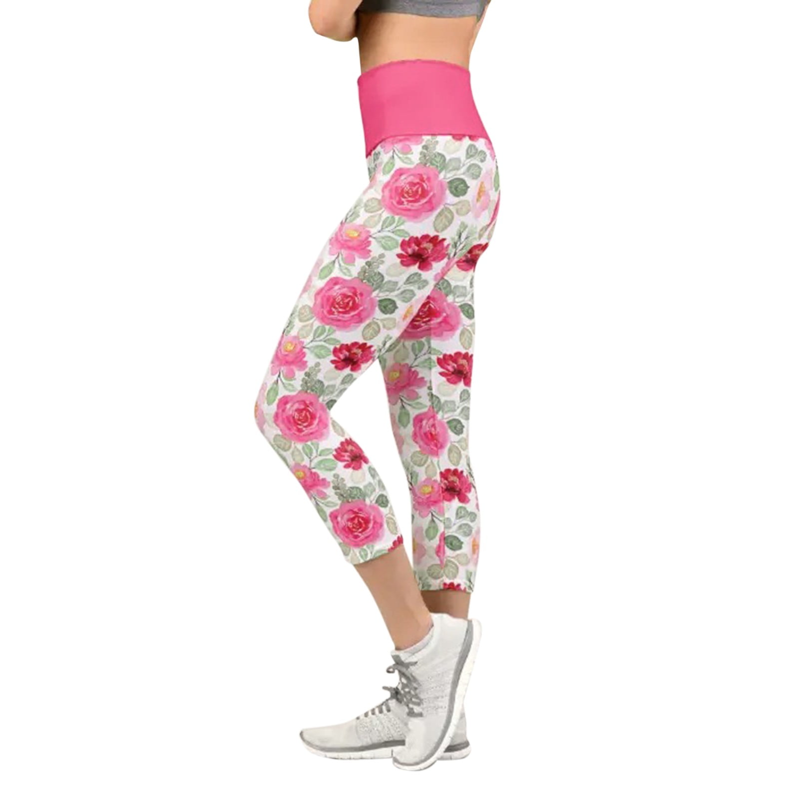 Gubotare Yoga Pants For Women Womens Leggings-No See-Through High Waisted  Tummy Control Yoga Pants Workout Running Legging,Pink L 