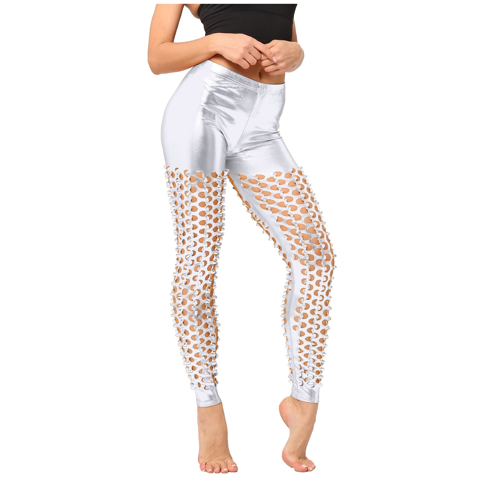 Gubotare Yoga Pants Leggings with Pockets for Women(Reg & Plus Size) - High  Waist Tummy Control Yoga Pants with Pockets for Workout,Silver One Size 
