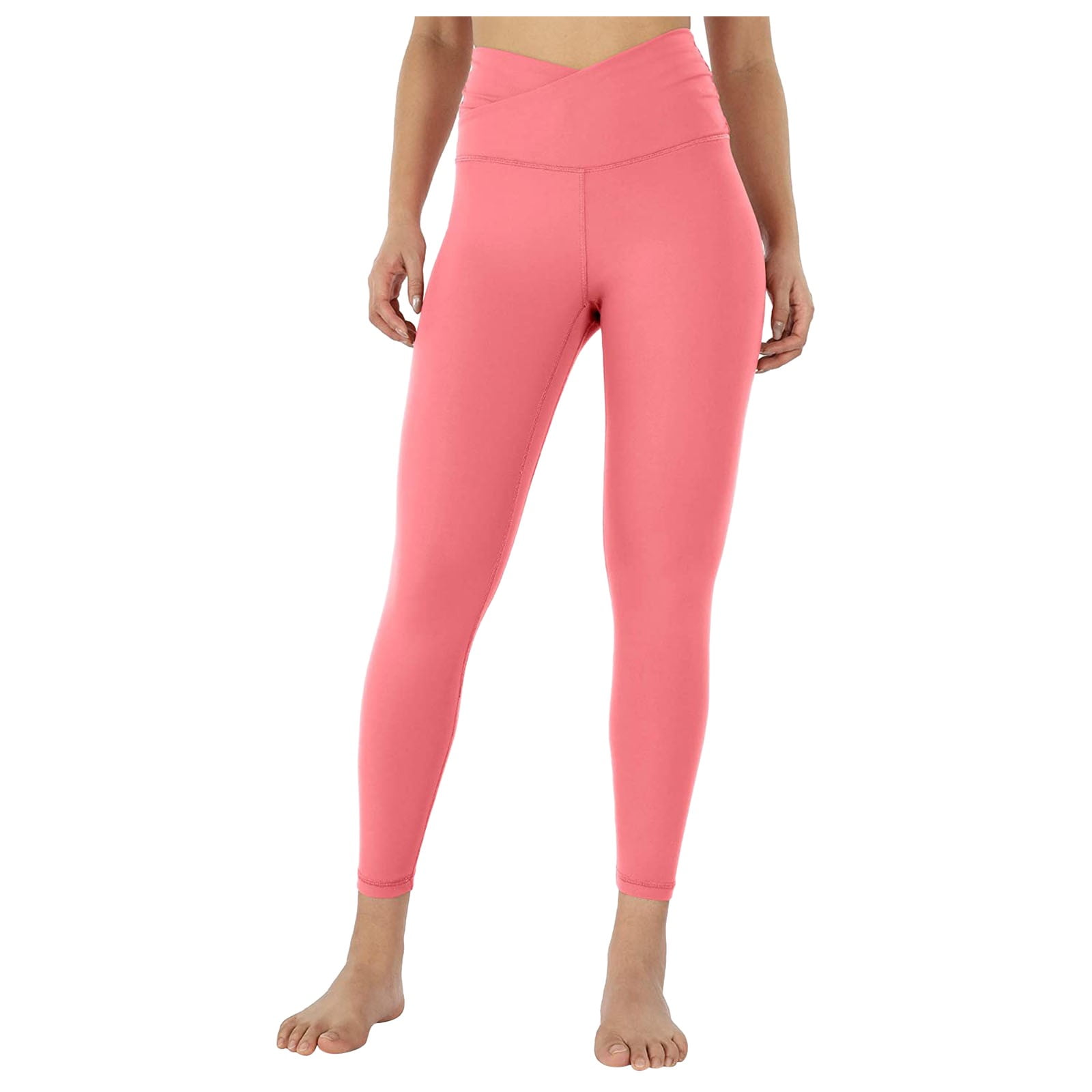 Gubotare Yoga Pants Womens Crossover Flare Leggings High Waisted Casual  Cute Stretchy Full Length Workout Elegant Yoga Pants,Pink M 