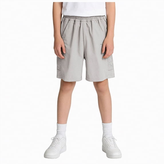 Gubotare Youth Basketball Shorts Toddler Boy Shorts Elastic Waist Boys Athletic Basketball Soccer Shorts Summer Pull-On Comfort for Playwear Size 9-10 (Grey,9-10 Years)