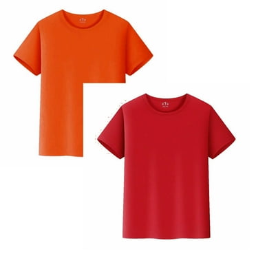 Gubotare Youth Boys Quick Dry Athletic T Shirts for Boys Girls Sports Undershirt 2 Pack Toddler Youth Teen Sizes 2T 3T 4T 5T 6T 7-14 Years (Red&Orange,7-8 Years)