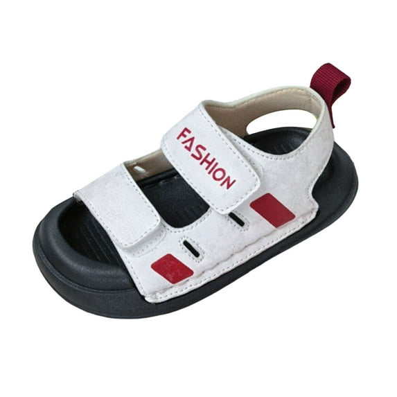 Gubotare Youth Sandals Boys Summer Kids Cork Footbed Sandals Beach Slides Open Toe Flat for Boys Girls Size 9 (White,9 Toddler)