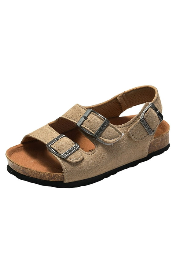 Youth Sandals Boys Toddler Boys Girls Buckle Sandals Comfort Open Toe Sandal with Adjustable Back Strap Size 9 (Beige,9 Toddler)