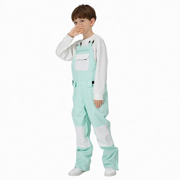 Gubotare Youth Snow Pants Kids Snow Bibs Waterproof Insulated Ski Bibs Teen Boys Girls Snow Pants Winter Snowboard Overalls with Pockets Size 12-14 (Mint Green,12-14 Years)