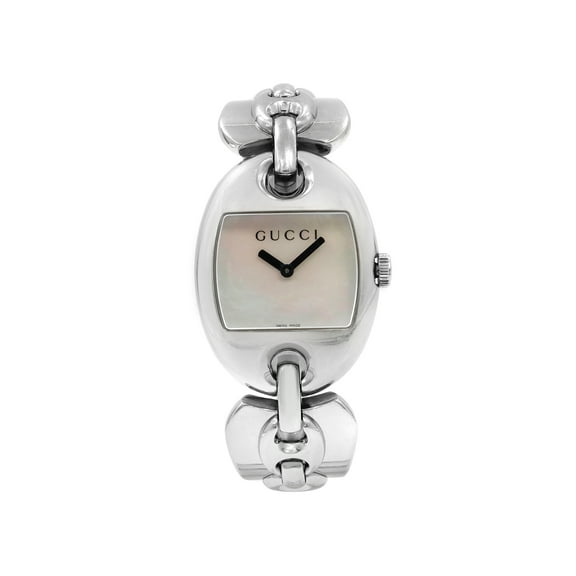 Pre-Owned Gucci 121 Marina Chain MOP Dial Steel Quartz Ladies Watch YA121302