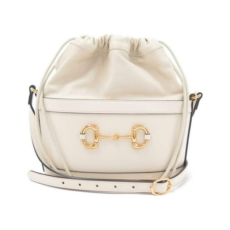 Gucci 1955 Horsebit White Leather Bucket Bag